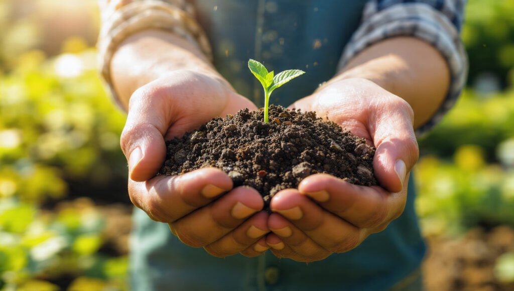 Moho blanco en maceta por usar residuo de compostador deshidratador